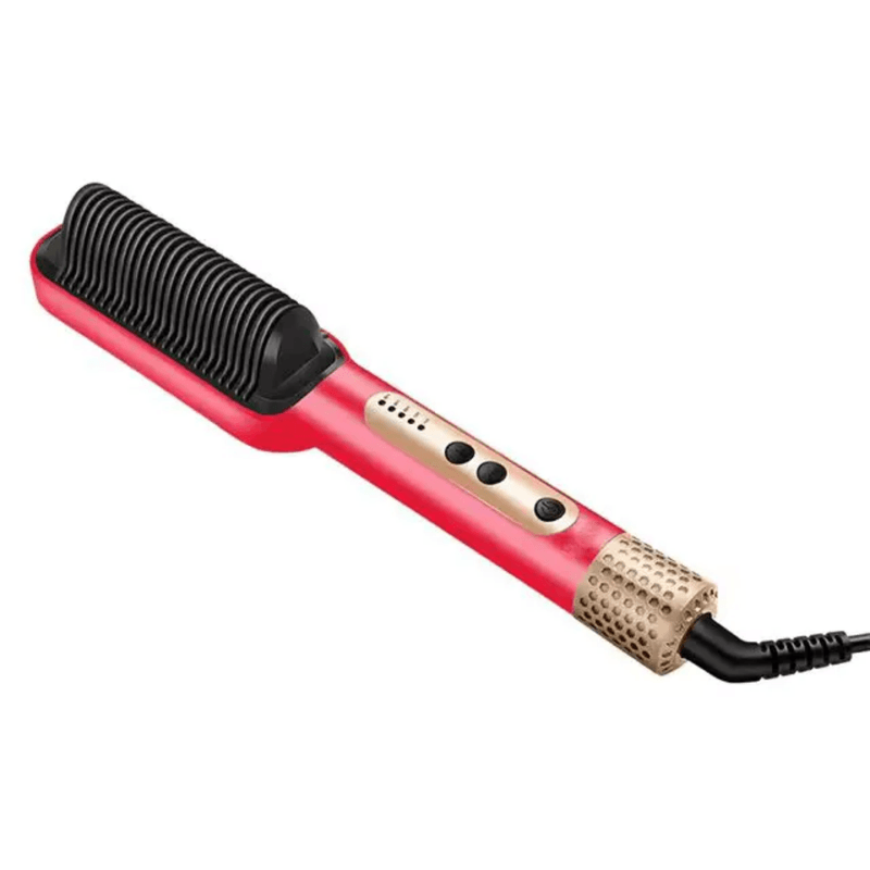 Peine-Cepillo-Alisador-Electrico-Multifuncional-5-Niveles-de-Temperatura-Rojo