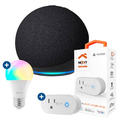 Amazon Pack Echo Dot 5 Negro + Enchufe + Foco