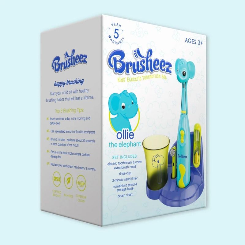Set-Cepillo-de-Dientes-Electrico-para-niño-Brusheez---Ollie-el-Elefante