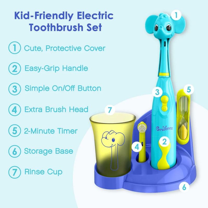 Set-Cepillo-de-Dientes-Electrico-para-niño-Brusheez---Ollie-el-Elefante