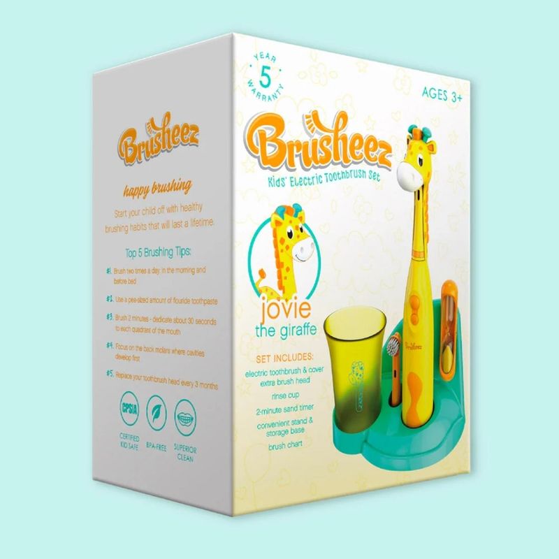 Set-Cepillo-de-Dientes-Electrico-para-niño-Brusheez---Jovie-la-Jirafa