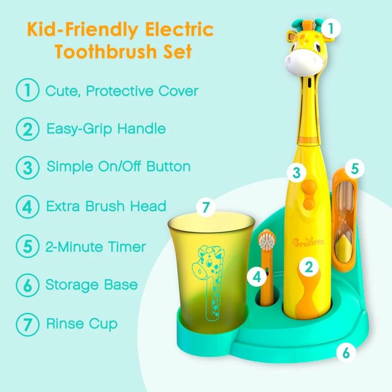 Set-Cepillo-de-Dientes-Electrico-para-niño-Brusheez---Jovie-la-Jirafa