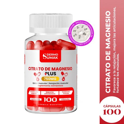 Citrato De Magnesio 100Mg 100 Cap Dermo Sumak + Pastillero