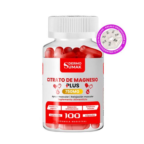 Citrato De Magnesio 100Mg 100 Cap  Dermo Sumak + Regalo Pastillero