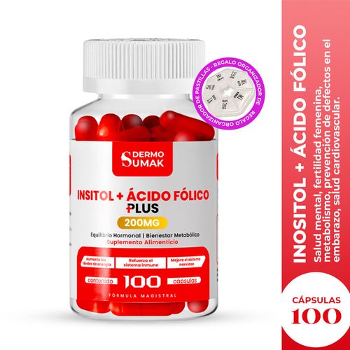 Inositol Acido Folico 100Mg  100 Cap Dermo Sumak + Pastillero