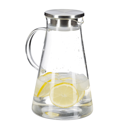 Jarra de Vidrio Triangular con Tapa de Acero 1800 ml