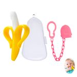 Mordedor-Banana-Amarillo-Con-Cadena-Baby-Froggie-Ornitorrinco-Rosado-Para-Bebe