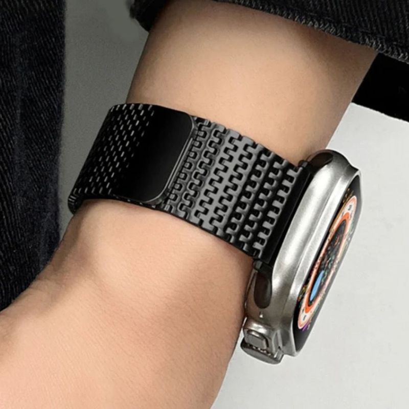 Correa-Milanese-Loop-Malla-de-Acero-Inoxidable-para-Apple-Watch-Negro-42-44-45-49mm