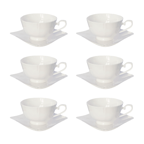 Set de 6 Tazas y Plato de Cerámica Lisa 200 ml