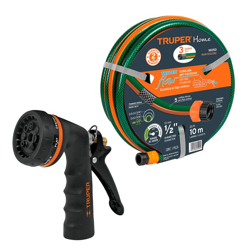 Combo-Truper-Pistola-de-Riego-Metalica-y-Manguera-Reforzada-10m