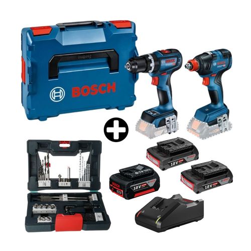 COMBO Taladro GSB-90C + Llave de impacto GDX 18V-200 + Batería Gba 18v 4.0ah + Set V-LINE 41 Piezas brocas + Puntas Bosch