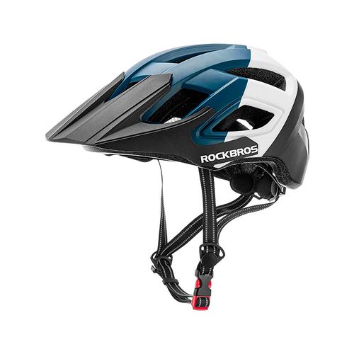 Casco Deportivo Rockbros TS-39 para Ciclismo con Ala Frontal Desmontable - azul blanco