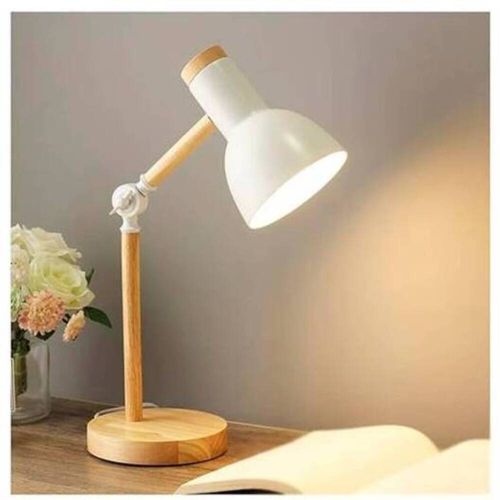 Lampara de Escritorio Clásica de Mesa Ajustable Madera Blanco