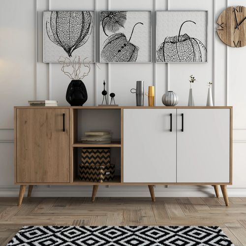 Aparador Largo 3 puertas Roxy color Marrón/Blanco TU MESITA