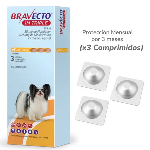 Bravecto Caja 1M Triple para perros de 2,5–5 kg