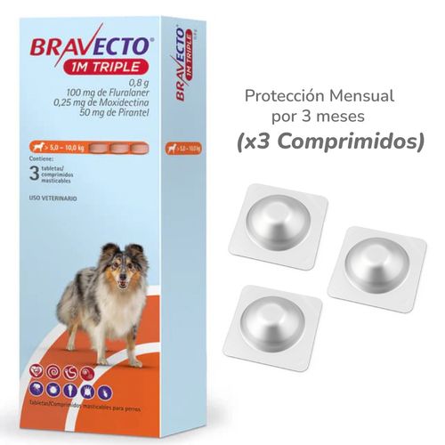 Bravecto Caja 1M Triple para perros de 5–10 kg