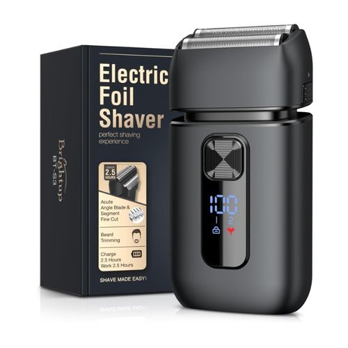 Afeitadora eléctrica Brightup de láminas para hombre, con recortador de barba, carga USB-C, pantalla