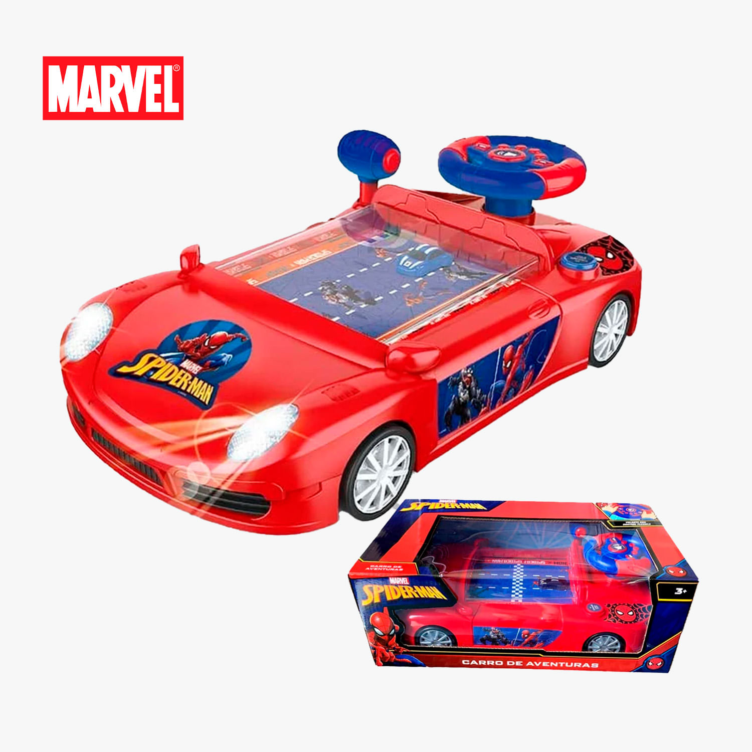 Juguete Coche de Carrera Consola SPIDERMAN y Sonido