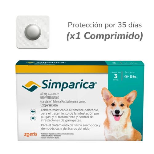 Simparica Comprimido Para Perros De 10–20 Kg