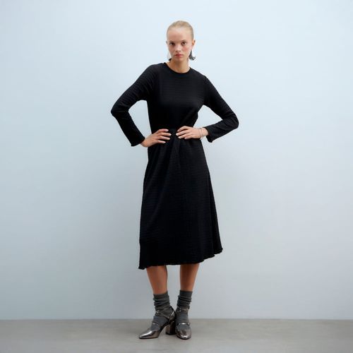 Vestido Midi Textura Sfera Mujer Negro