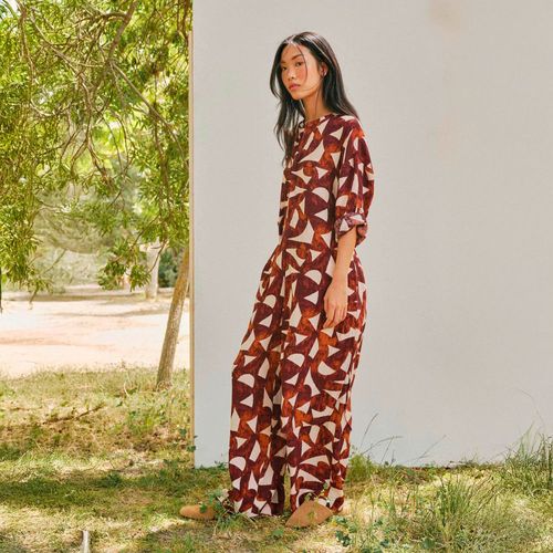 Vestido Camisero Print Sfera Mujer Rojo Oscuro