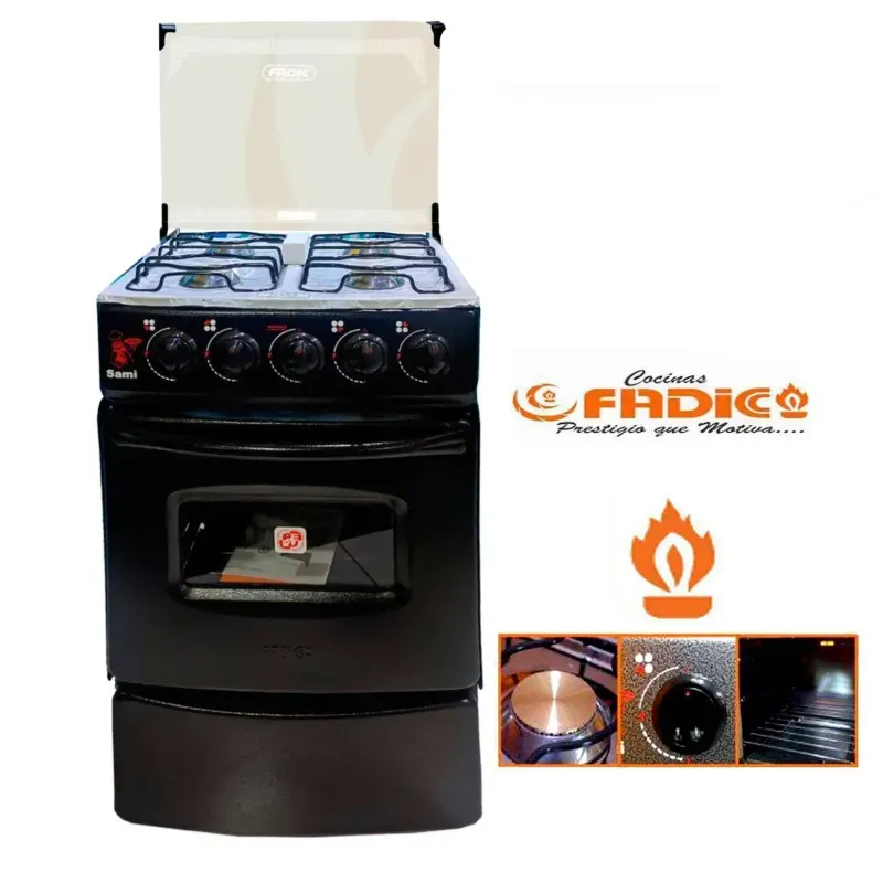 Cocina-Fadic-con-Tapa-de-Vidrio-y-Horno-Sami-4H-Negro