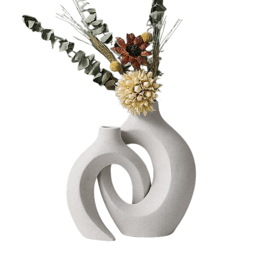 Set de 2 Floreros de Cerámica Forma Circular