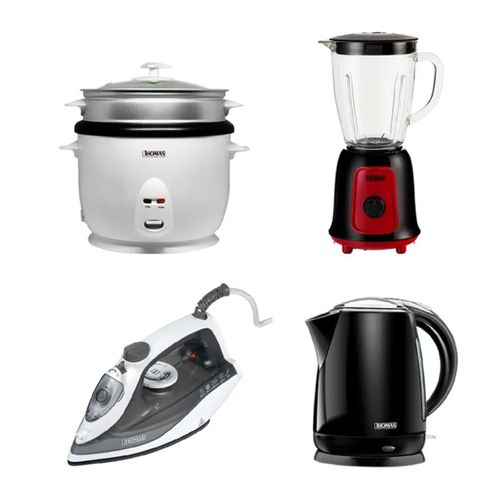 Thomas Combo: Licuadora TH-320V + Olla Arrocera TH-36P + Hervidor TH-4330 + Plancha TH-7003