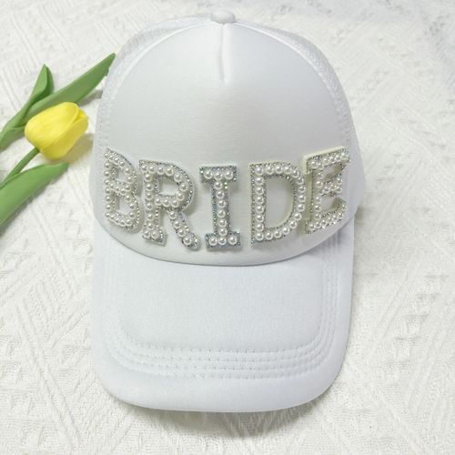 Gorra estilo trucker para la novia despedida de soltera bride diseño perlitas