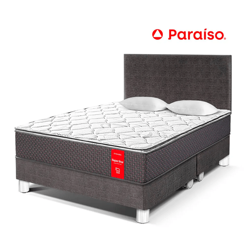 Juego de Dormitorio Paraíso Super Star Queen Acero + 2 almohadas + protector