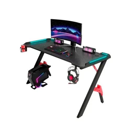 Escritorio Gamer Eléctrico Haven D104rgb Con Luces Led Negro