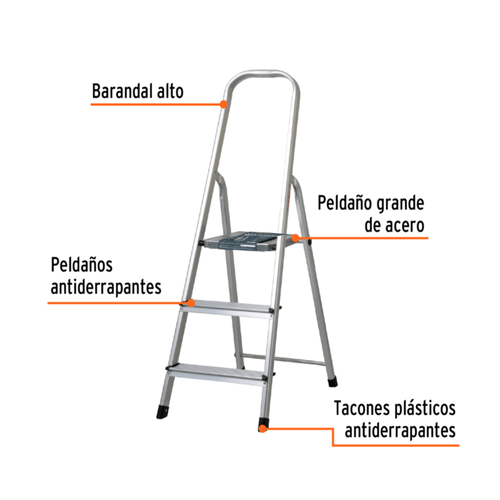 Escalera Tubular Plegable 2 peldaños de aluminio Truper