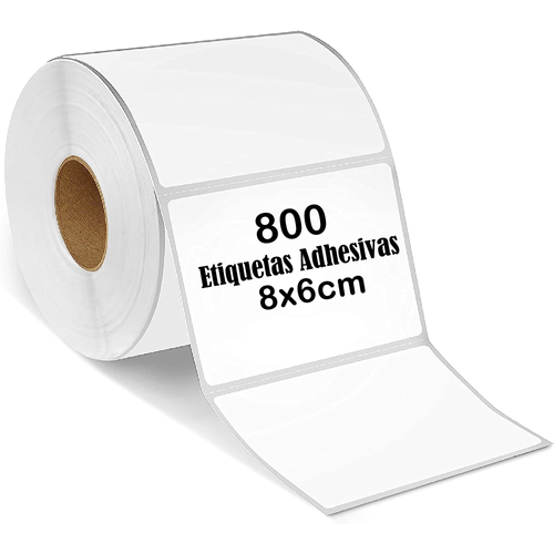 Rollo 800 Etiqiuetas Termica Adhesiva 8x6cm