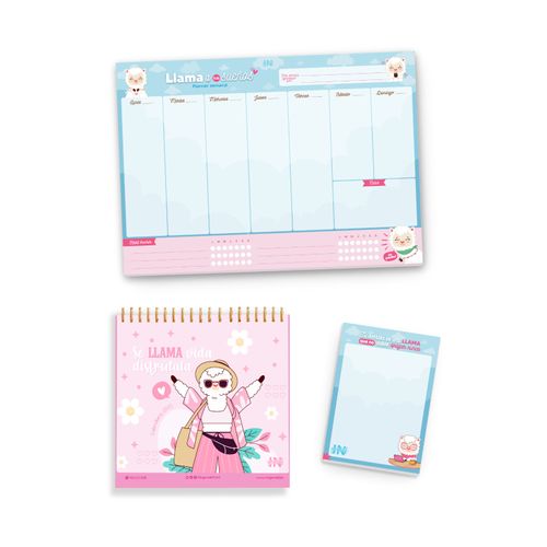 Pack Ingenial Llami: calendario 2025 + planner + block de notas