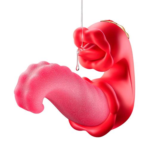Consolador Vibrador Femenino con Doble Lengua Estimulación 3 en 1