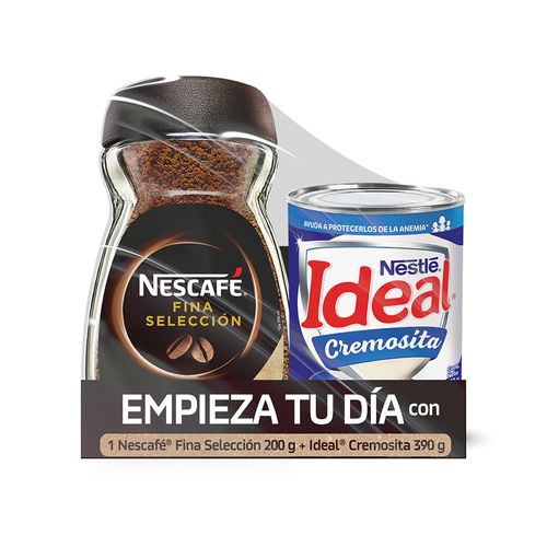 Pack Café NESCAFÉ Fina Selección Frasco 200g + Leche IDEAL Cremosita Lata 390g