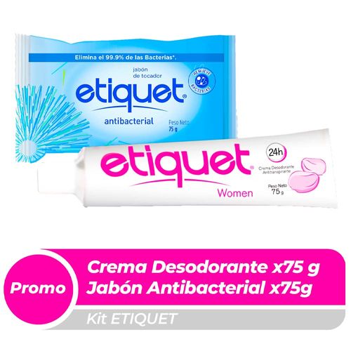 Pack Desodorante para Mujer en Crema ETIQUET Clásica Tubo 75g + Jabón de Tocador Barra 90g