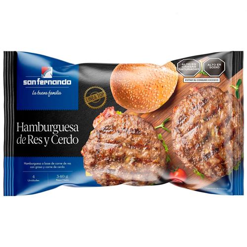 Hamburguesa de Res y Cerdo SAN FERNANDO Bolsa 4un
