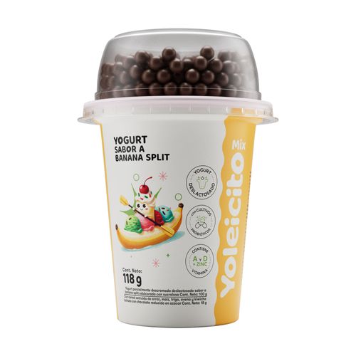 Yogurt Mix YOLEICITO Banana Split con Bolitas de Chocolate Vaso 118g