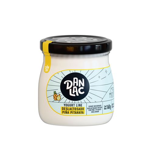 Yogurt Frutado de Piña y Pitahaya DANLAC Deslactosado Frasco 160g