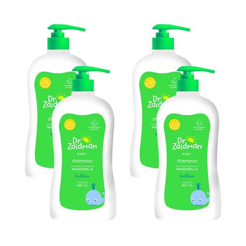 Pack Shampoo para Bebé DR ZAIDMAN Manzanilla Botella 400ml Paquete 4un