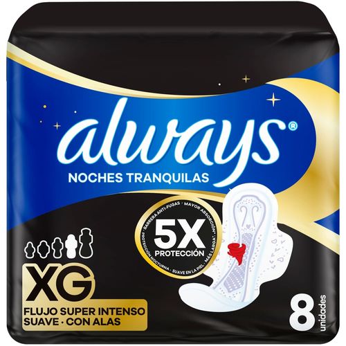 Toallas Femeninas Nocturna Suave ALWAYS Talla XG Paquete 8un