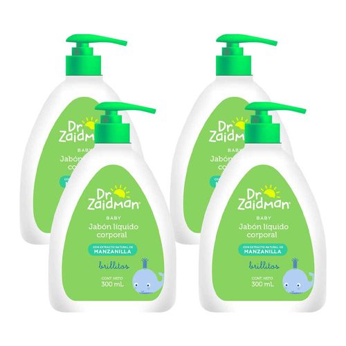 Pack Jabón Líquido para Bebé DR ZAIDMAN Manzanilla Frasco 300ml Paquete 4un