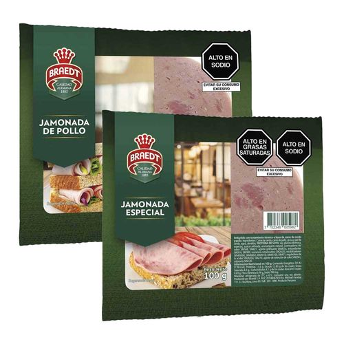 Pack Jamonada de Pollo BRAEDT Paquete 180g + Jamonada Especial BRAEDT Paquete 100g