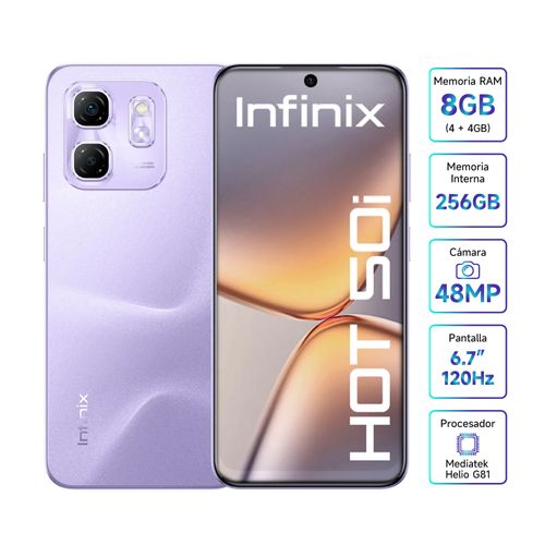 Infinix Hot 50i 8GB Ram 4GB+4GB Virtual 256GB Rom 48MP 120Hz Dual Sim Morado