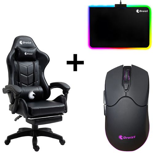 Combo Silla Gamer Shine Series Negro + Mouse RGB GR270037 + Mousepad RGB GR270011