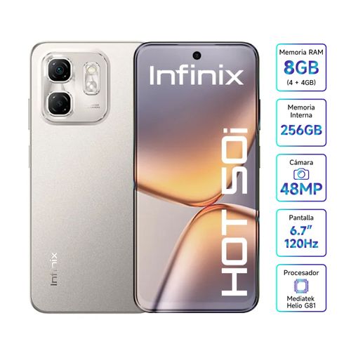 Infinix Hot 50i 8GB Ram 4GB+4GB Virtual 256GB Rom 48MP 120Hz Dual Sim Gris