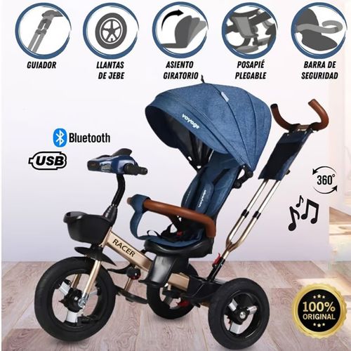 Triciclo Guiador para Niños Usb y Bluetooh «Racer» Azul