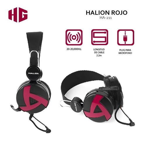 AURICULAR CON MICRÓFONO HALION ROJO HA-211