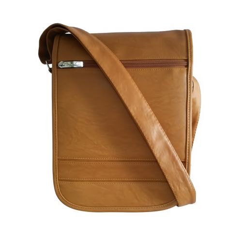 Morral de Negocios Mostaza Casual Hombre Portatablet 11pulg (28x22x5) Cuero Liso